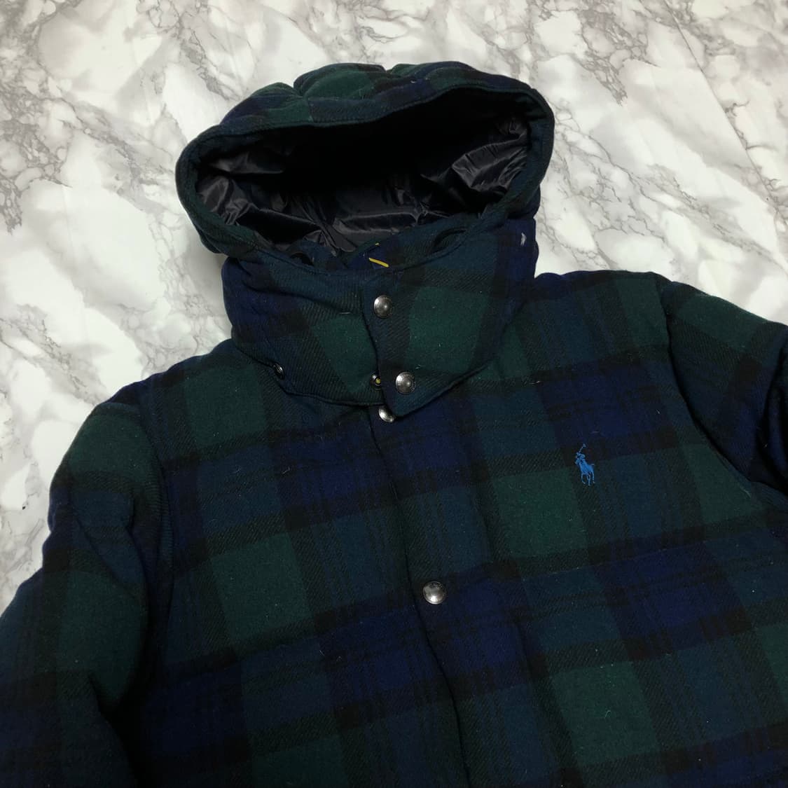 폴로 랄프로렌 타탄 체크 패딩 자켓 블랙와치 울 상품이미지3