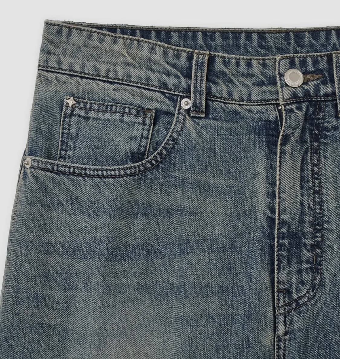 벨리에-미드 와이드 데님 팬츠 - 스모크 인디고 상품이미지3