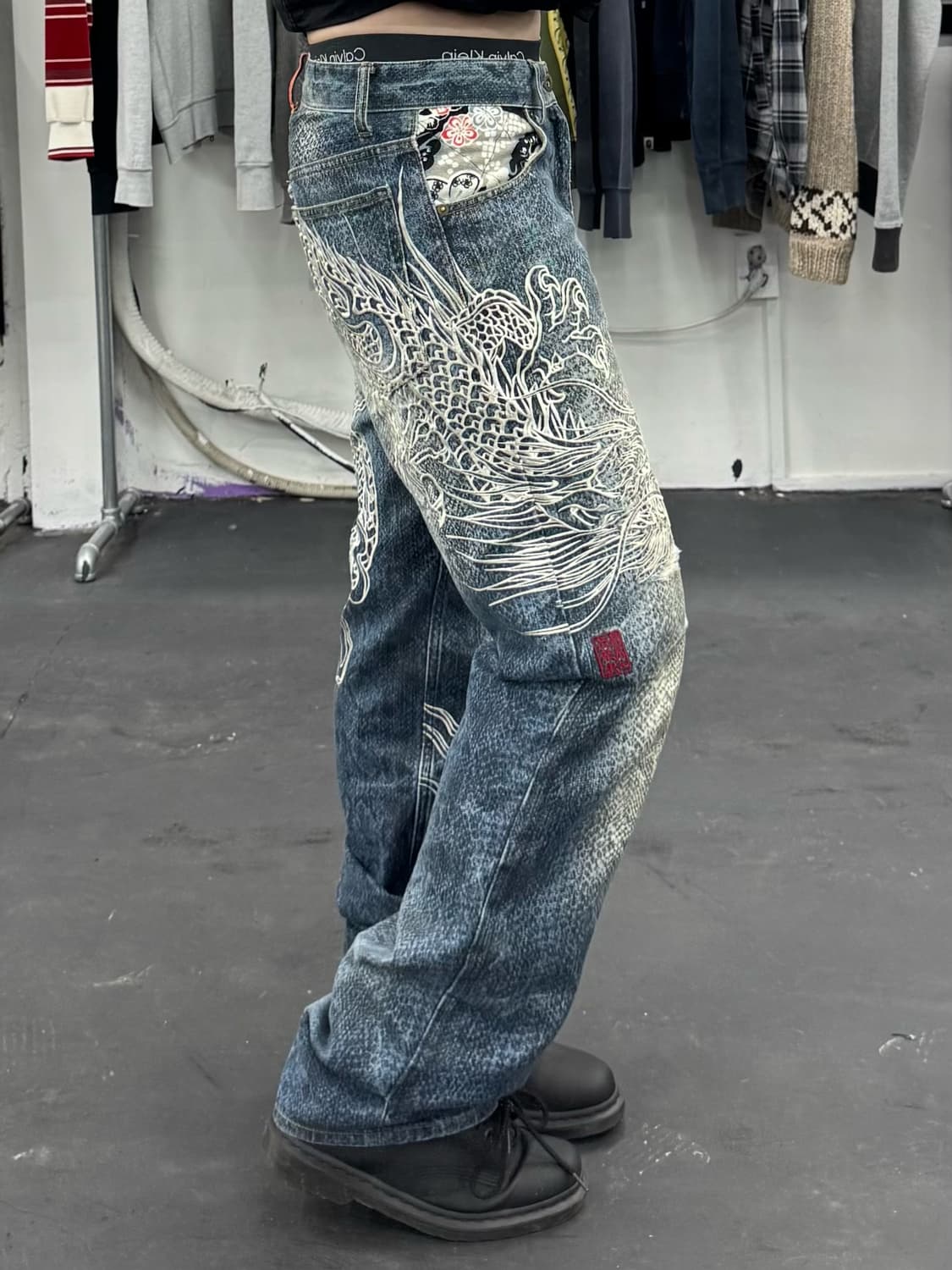 카라쿠리 타마시 오리엔탈 뱀피 데님팬츠 상품이미지5