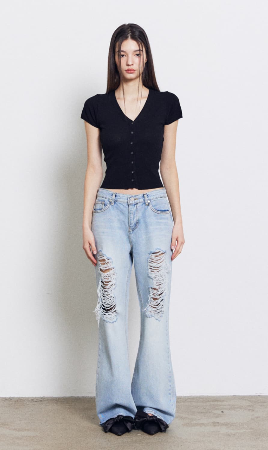 르가넷 디스트로이드 플레어 데님 상품이미지1