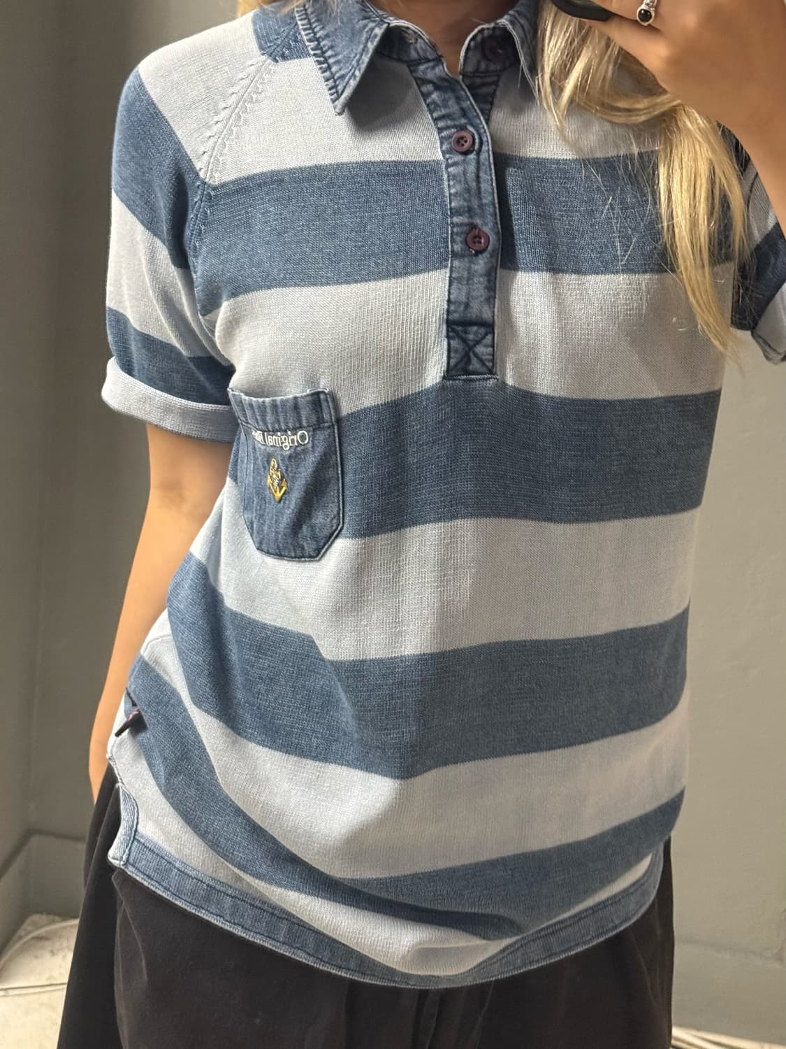 kawaii stripe pattern collar t-shirt 상품이미지3