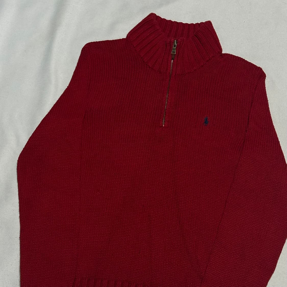 S 폴로랄프로렌 레드 반집업 코튼 니트 상품이미지1