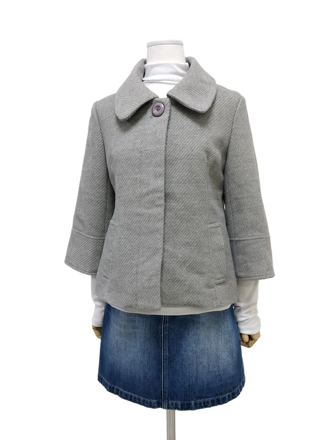 멜란지 그레이 히든 버튼 코트 상품이미지4