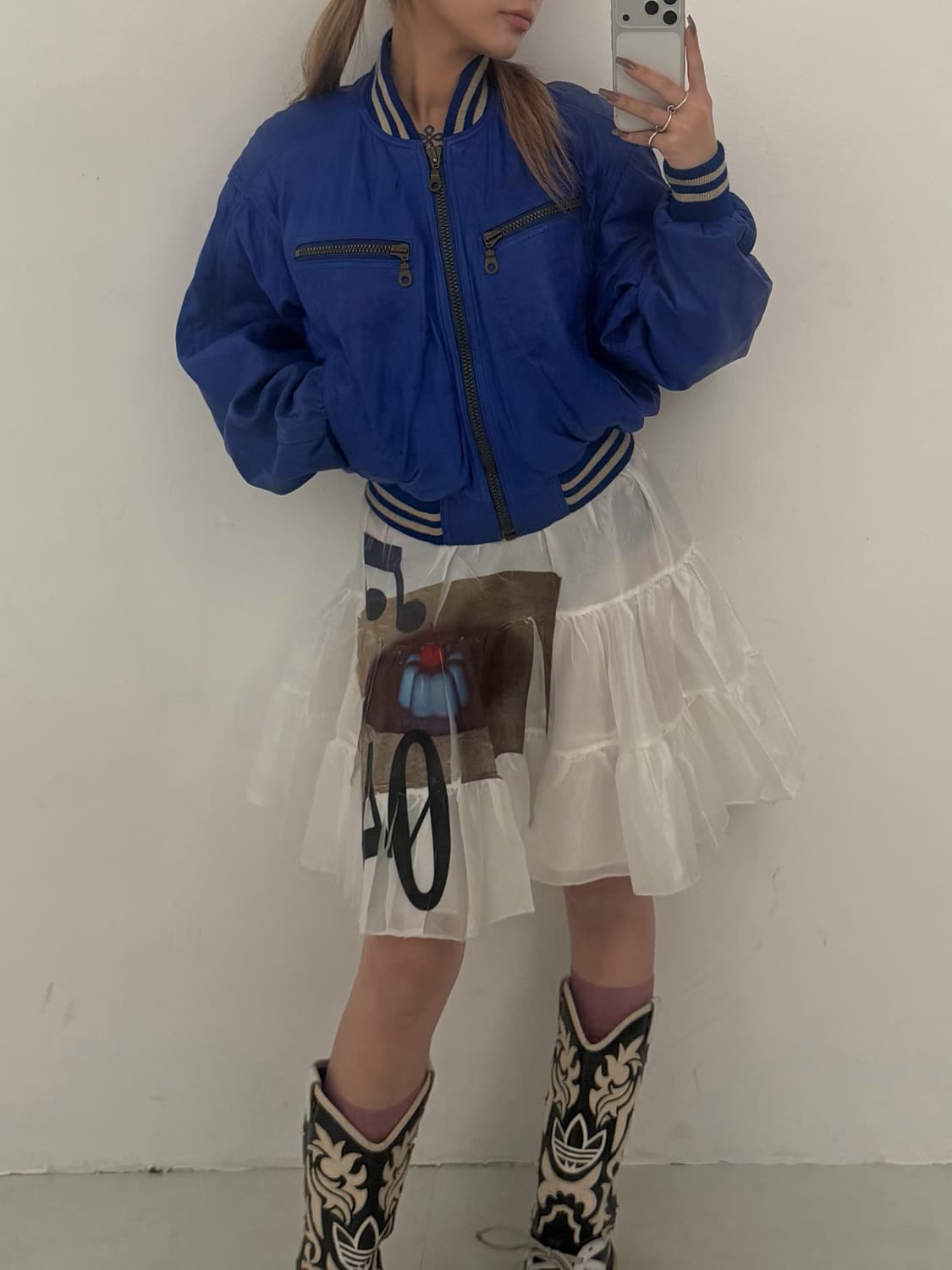 블루 가죽 블루종 자켓  상품이미지1