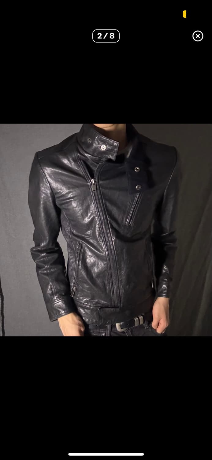 opium 램스킨 레더자켓 사선 지퍼 하이넥 상품이미지2