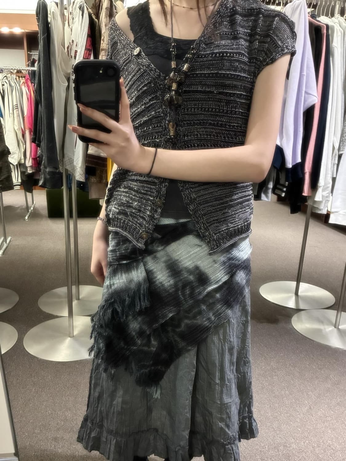 M)Japanese vintage 여성 레이스 디테일 차콜 나시 상품이미지7