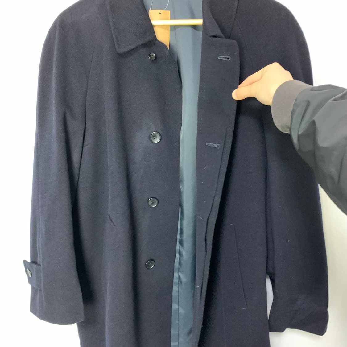 빈티지 캐시미어 100% 하프코트 다크 네이비 S 남녀공용 빈티지 상품이미지6