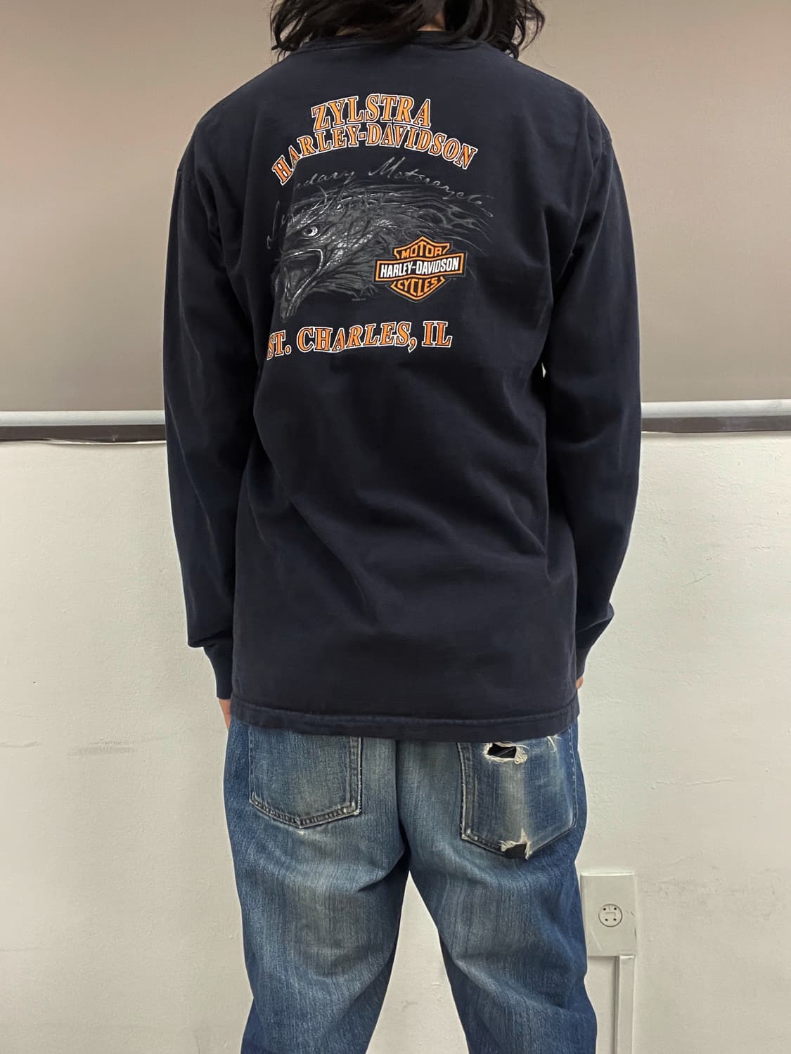 [L] 00s made USA 할리데이비슨 롱 슬리브 긴팔 티셔츠 상품이미지7