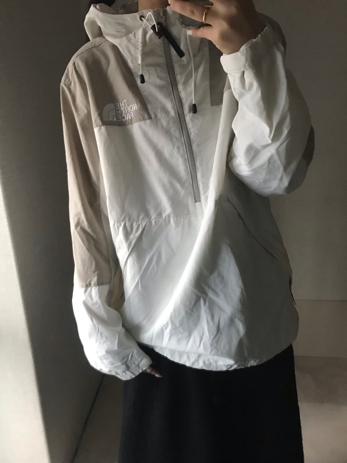 노페 고프코어 화이트 카키 반집업 바람막이 상품이미지2