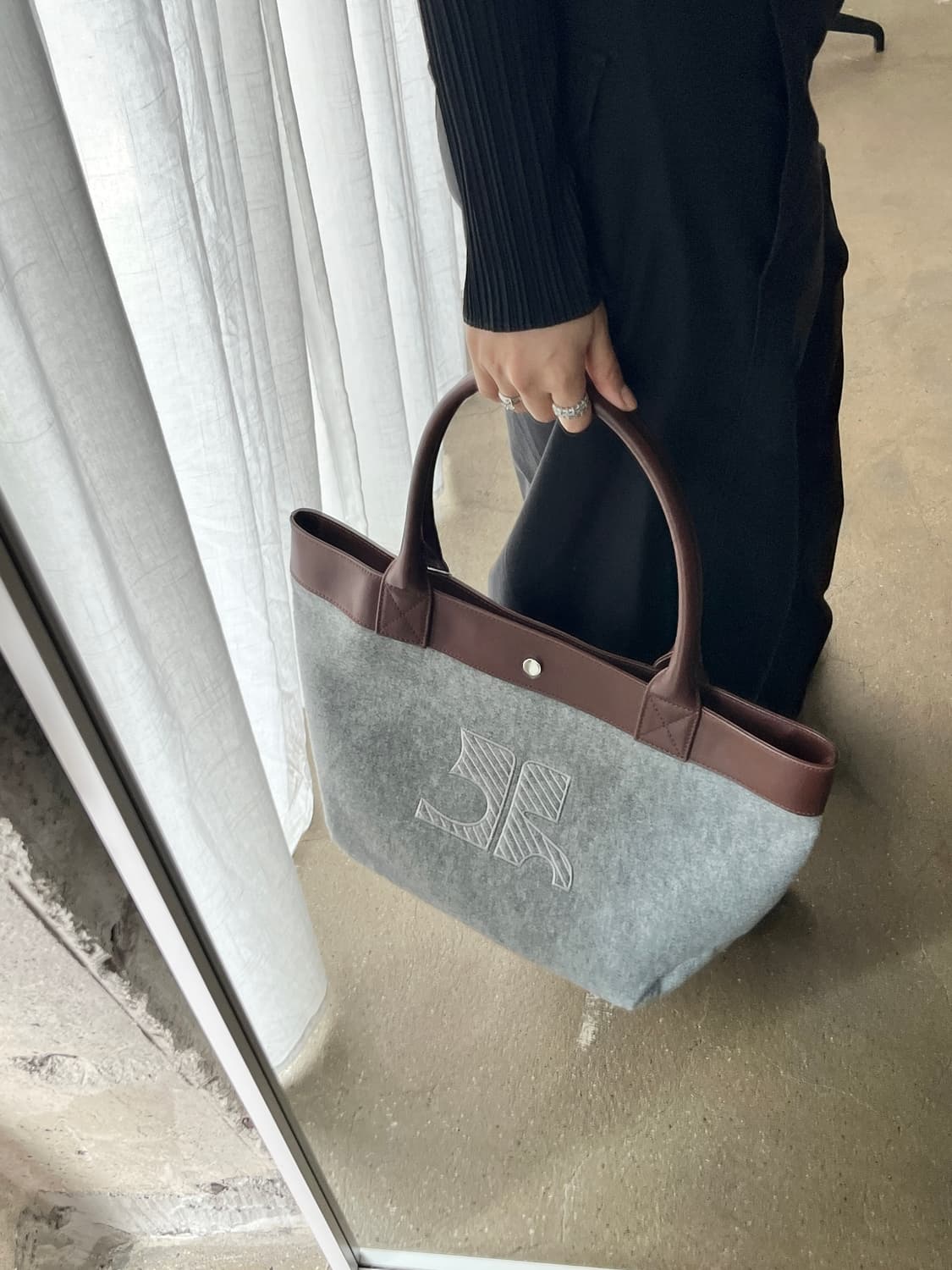 00s Courreges 꾸레쥬 울 숄더백 상품이미지5