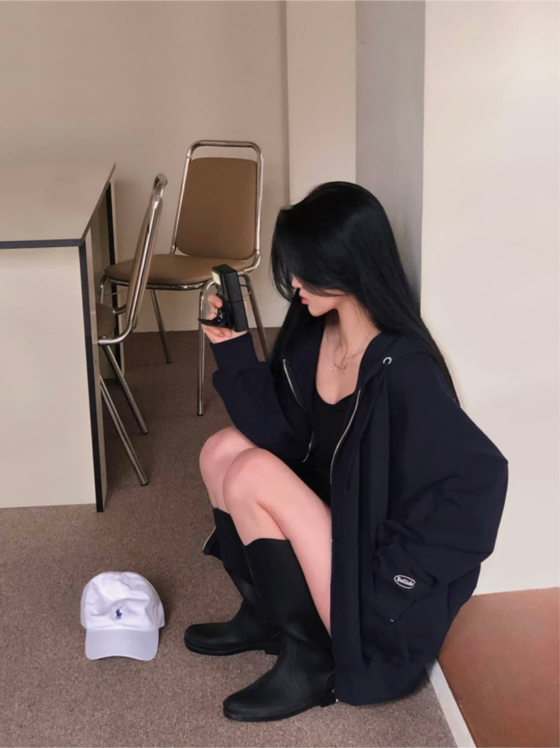 베이델리 루즈핏 투웨이 후드집업 네이비 상품이미지3