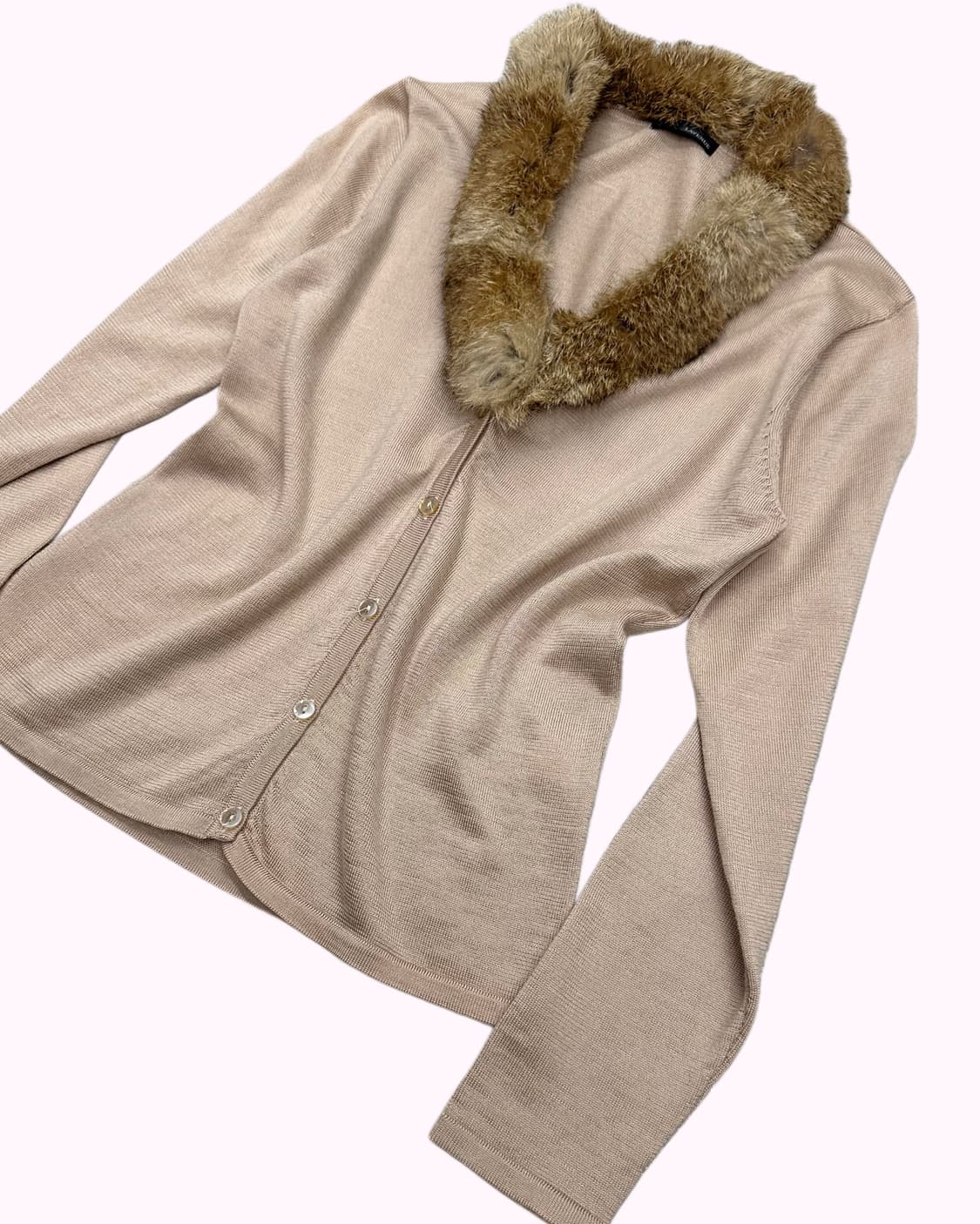 fur detail beige cardigan 상품이미지2