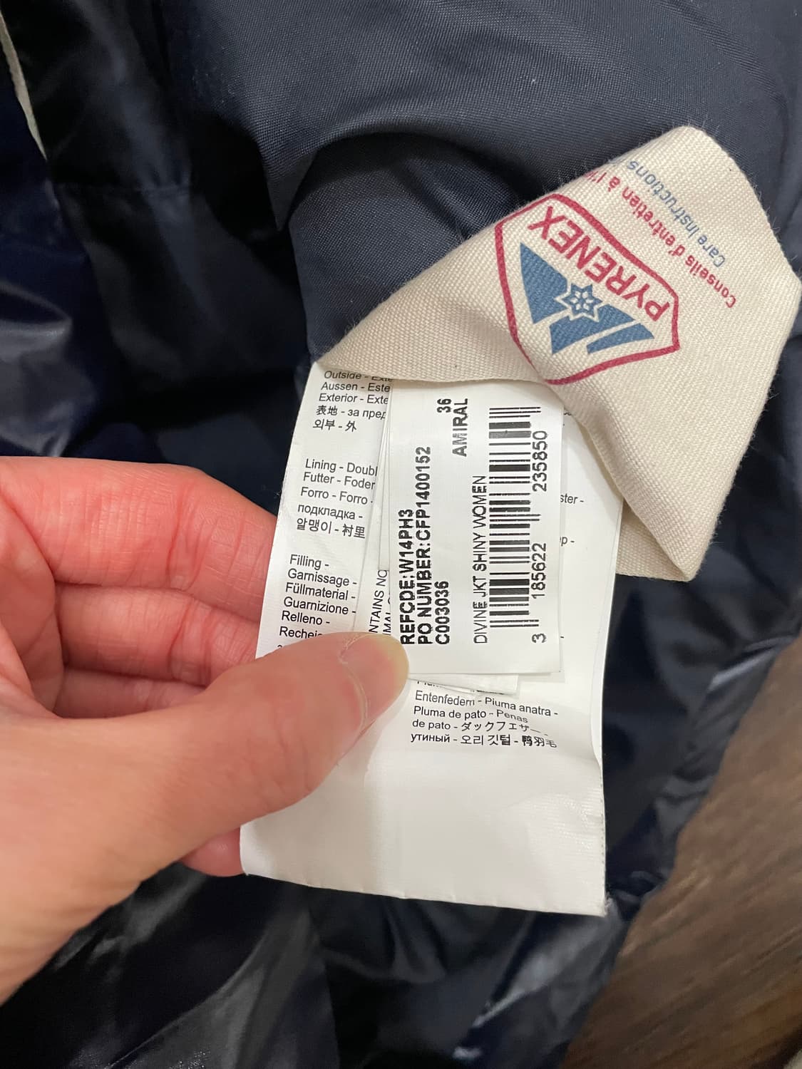 피레넥스 디바인 샤이니 덕다운 패딩 자켓 네이비 상품이미지8