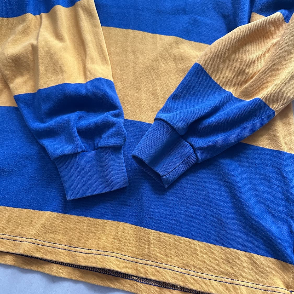 90s 빈티지 폴로 스포츠 백넘버 럭비티 M(100) 노랑파랑 상품이미지7
