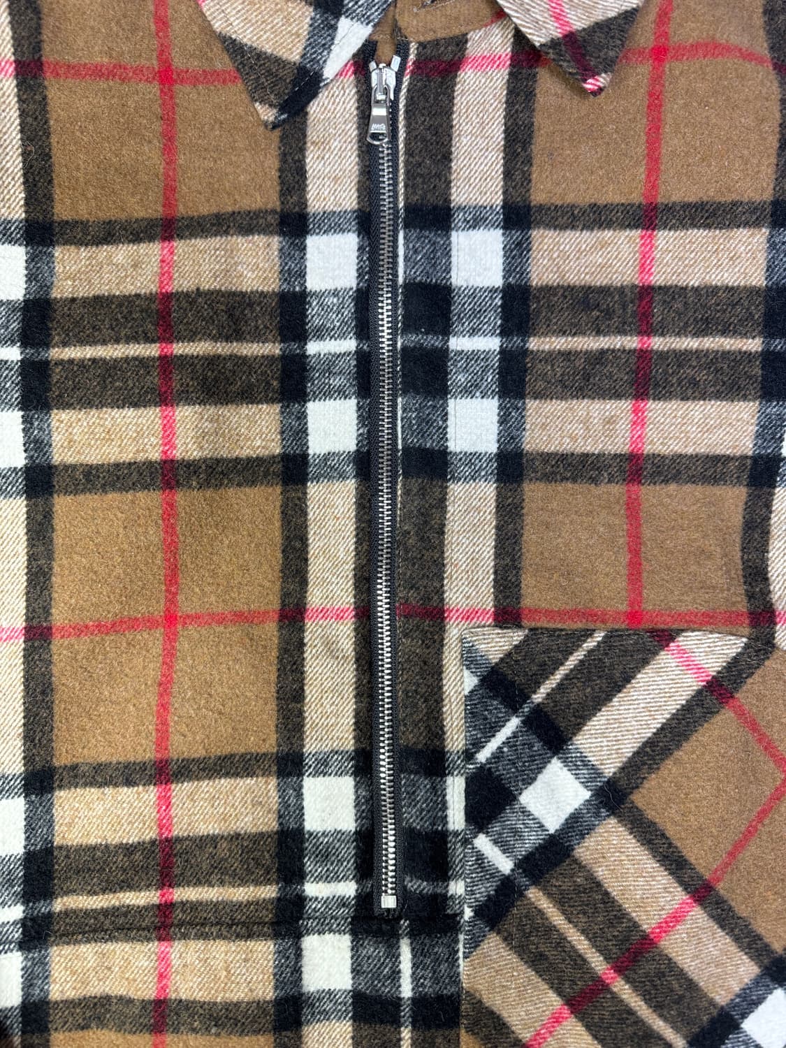 웰던 we11done 체크 하프 집업 초판 베이지 OS 상품이미지2