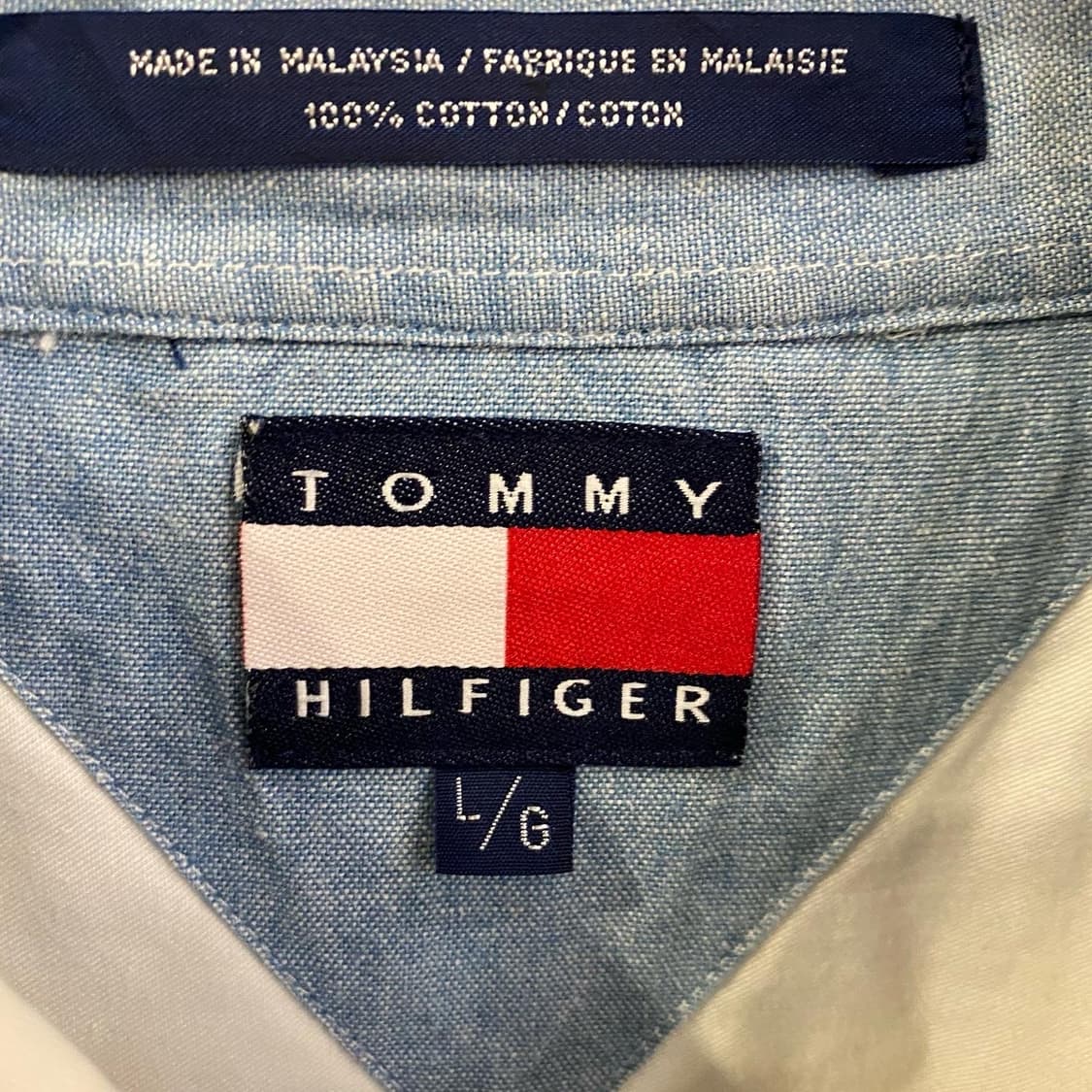 90s USA 타미힐피거 빅로고 주머니 코튼셔츠 상품이미지10