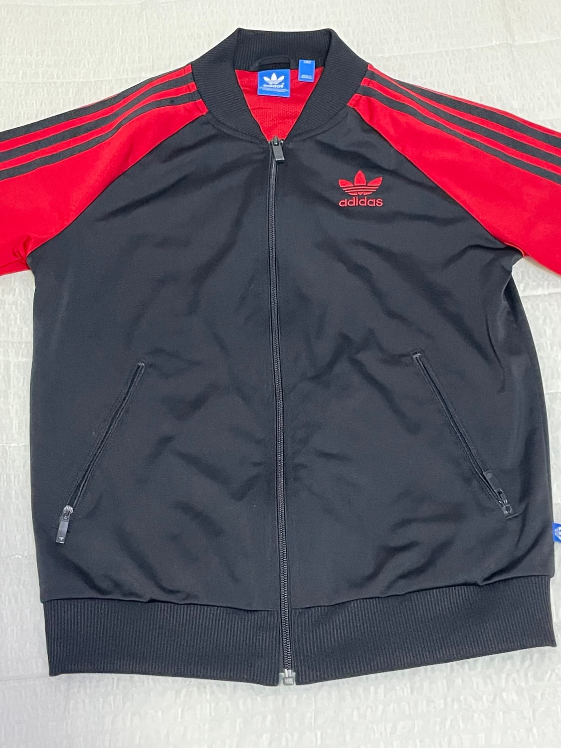 아디다스 슈퍼걸 레이스 트랙탑 블랙 레드 삼선 상품이미지2