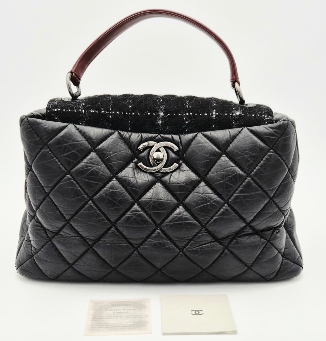 샤넬 트위드 퀼팅 탑핸들 토트백 18번대 상품이미지1