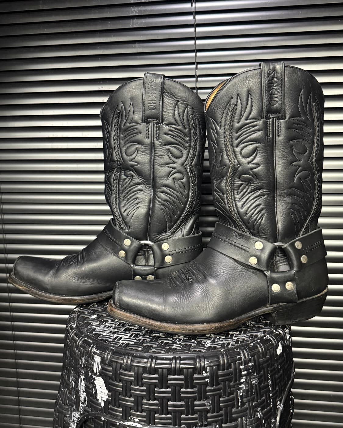 SANCHO 산초 부츠 스페인 가죽 웨스턴 부츠 링 앵클 260 블랙 상품이미지3