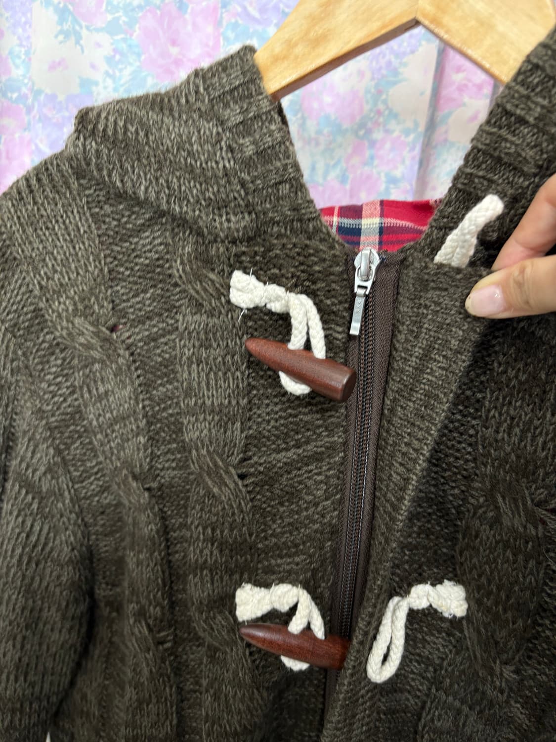 카키 브라운 떡볶이 가디건 상품이미지3