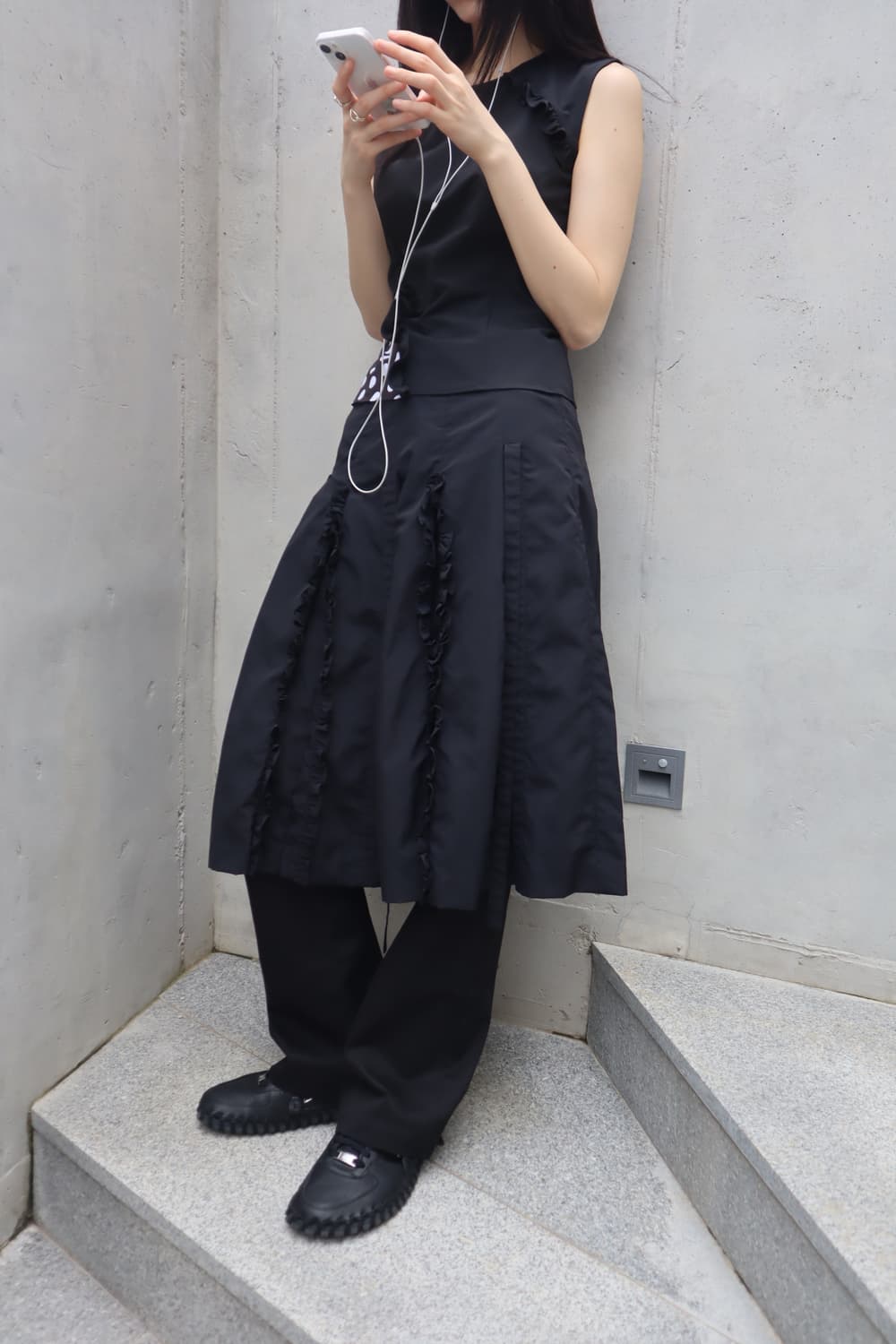 바하윤 RUFFLE RIBBON SKIRT (BLACK) 상품이미지4