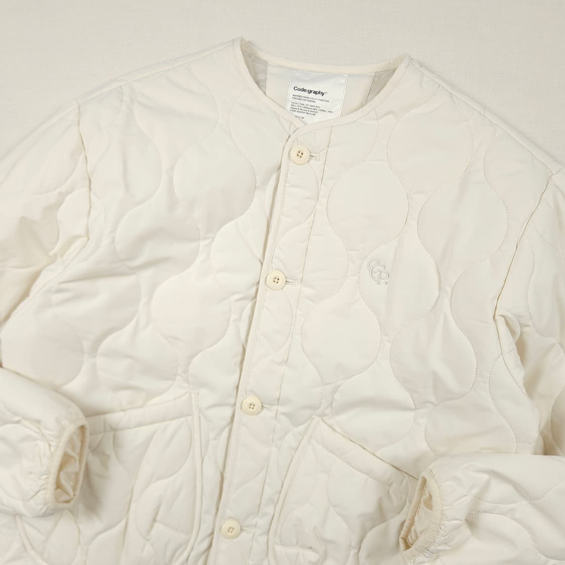 M(95) 코드그라피 퀼팅점퍼 아이보리 상품이미지1