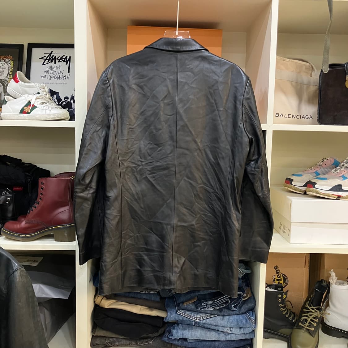 VTG 빈티지 블랙 레더 블레이저 95 상품이미지3