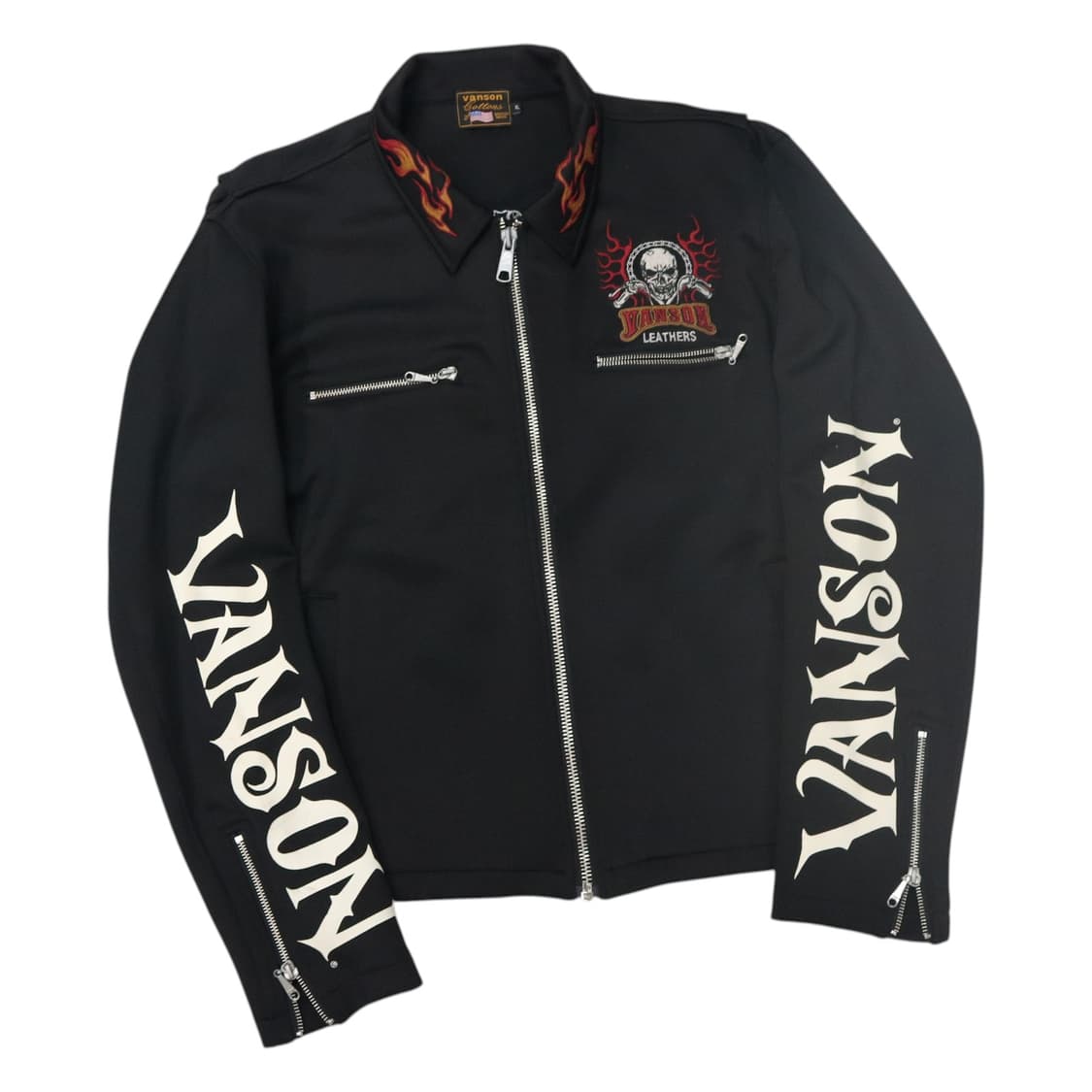 VANSON 밴슨 파이어 자수 스컬 그래픽 저지 라이더 자켓 (XL) 상품이미지1