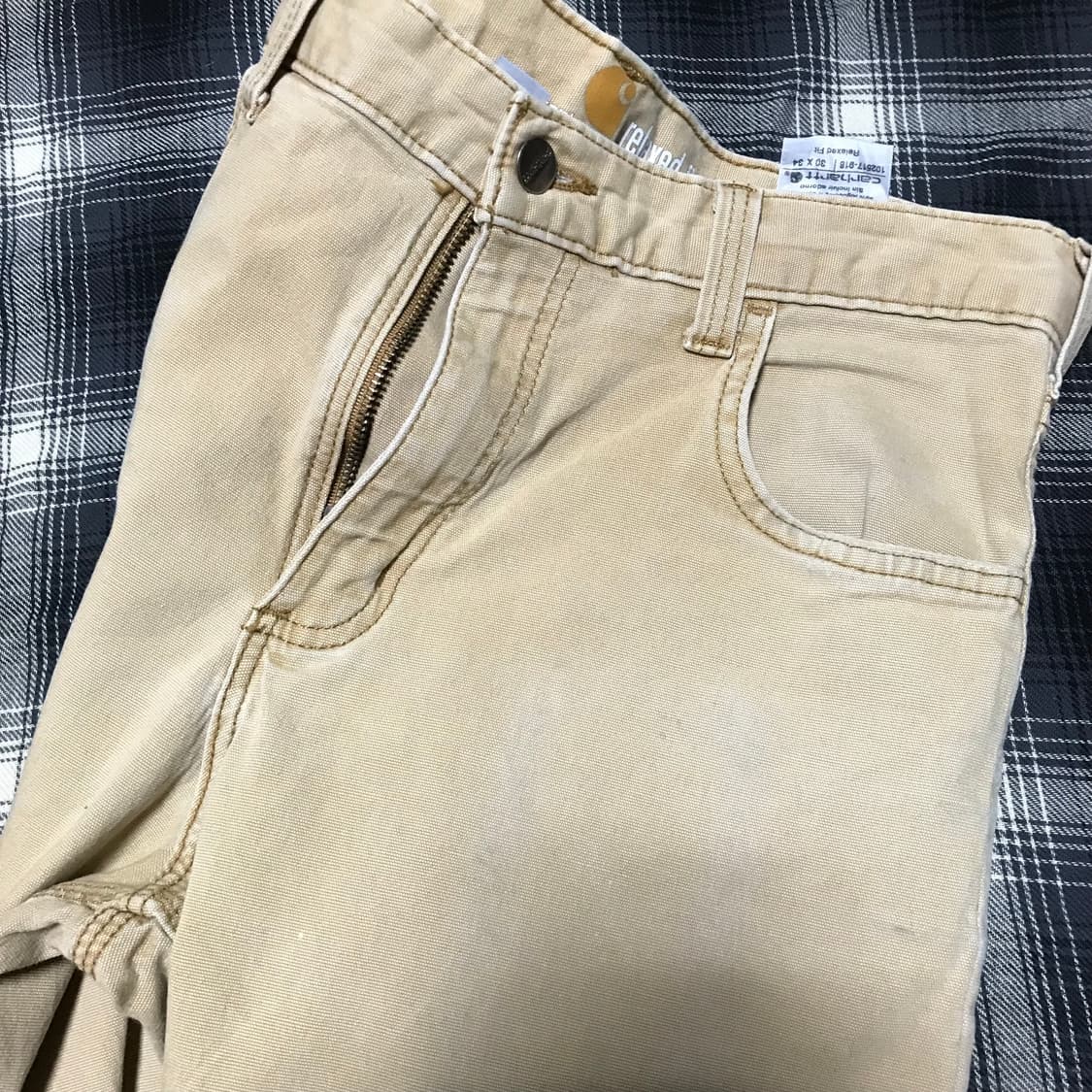 칼하트 덕 캔버스 릴렉스드 핏 베이지 워크 팬츠 상품이미지4