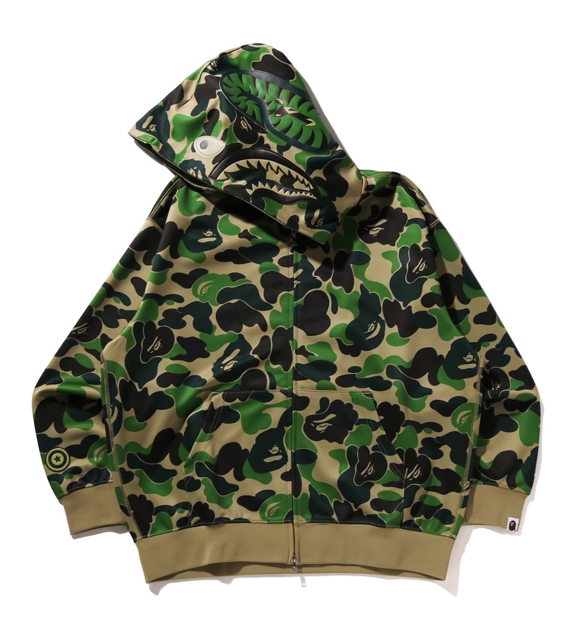 베이프 ABC 카모 레이온 릴렉스드 핏 샤크 풀 집 후드 그린 상품이미지2