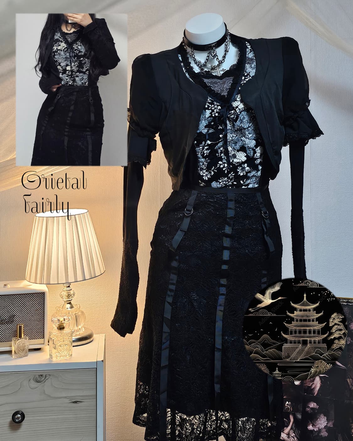 Black orietal fairy look style set 상품이미지1
