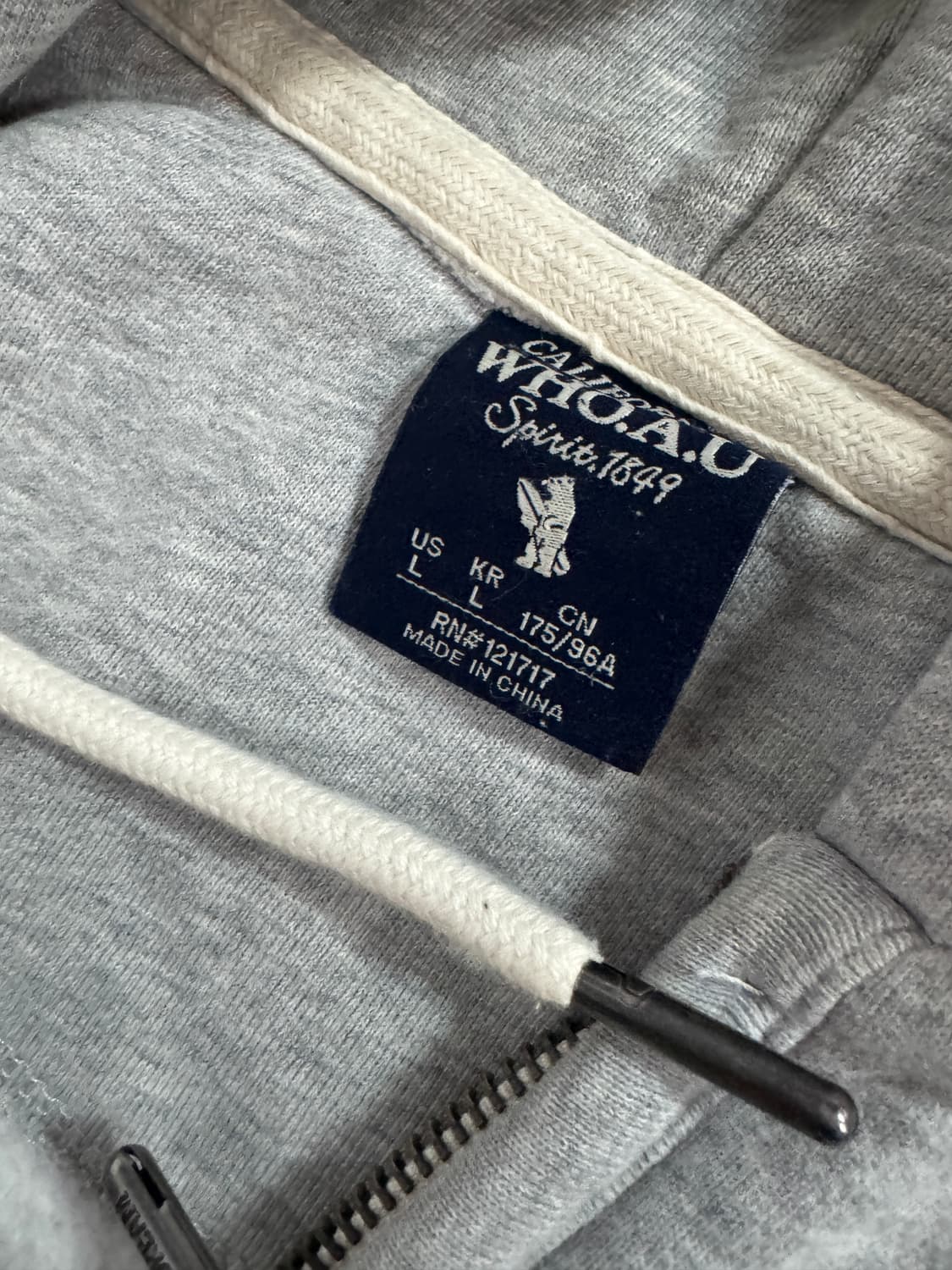 후아유 캘리포니아 스펠로고 기모 투 웨이 후드집업 L 상품이미지3