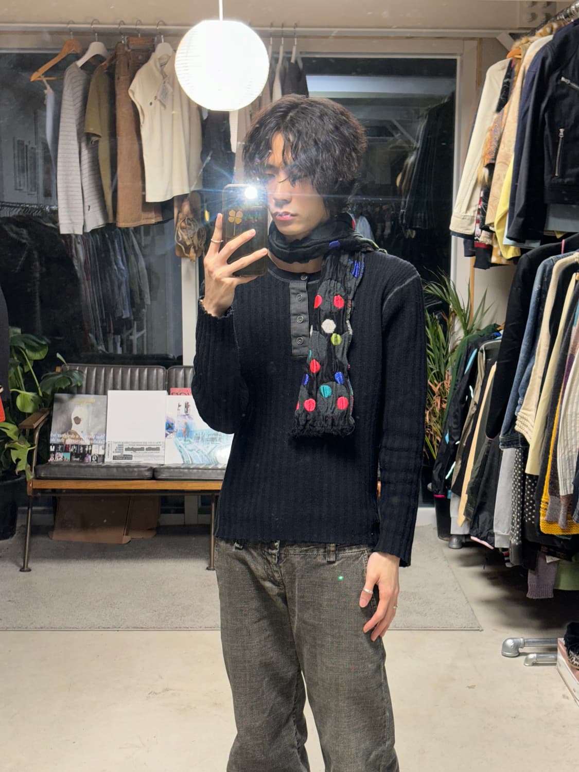 빈티지 플리츠 도트 머플러 상품이미지5