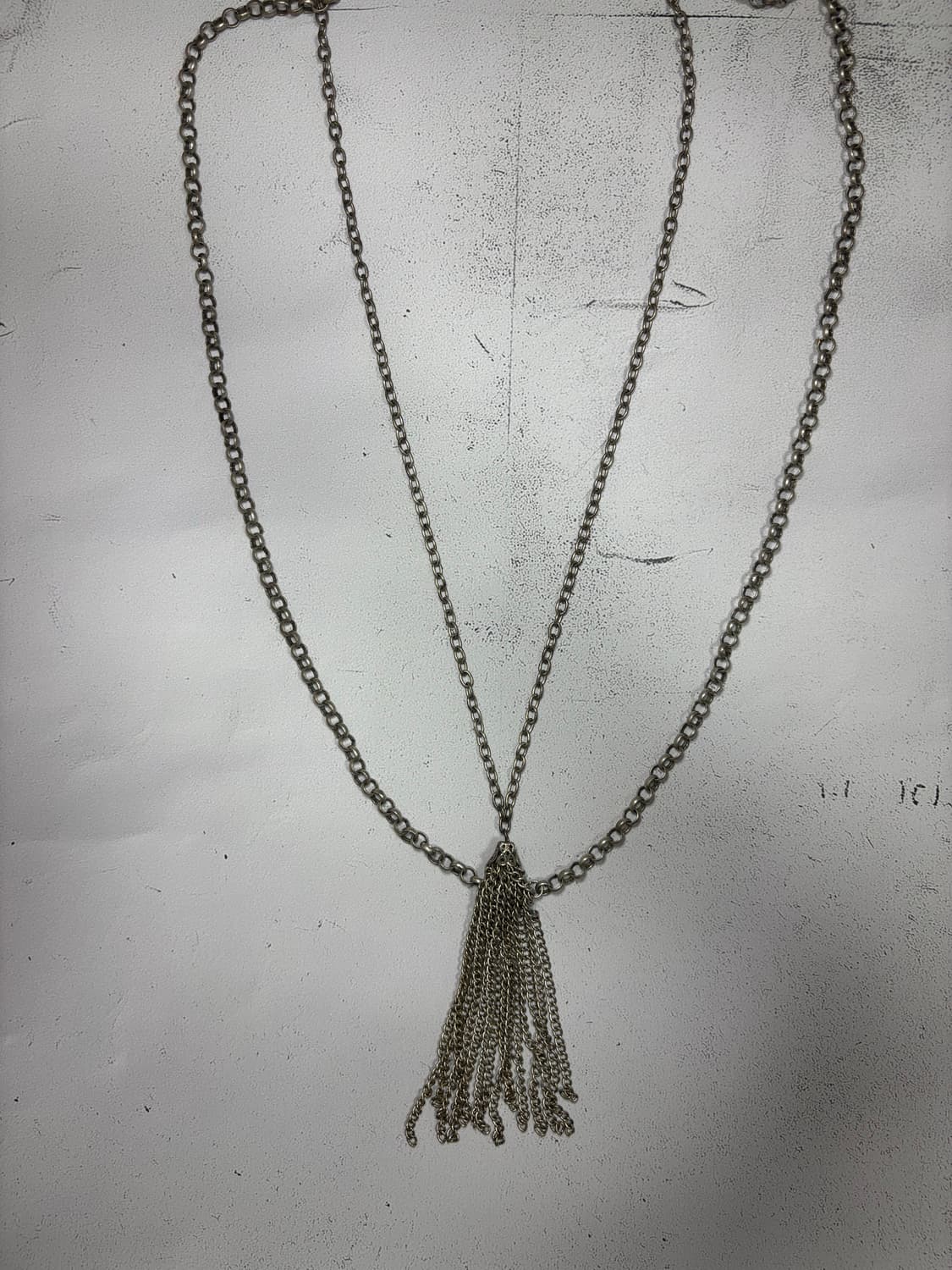 Silver tone chain fringe necklace 상품이미지3