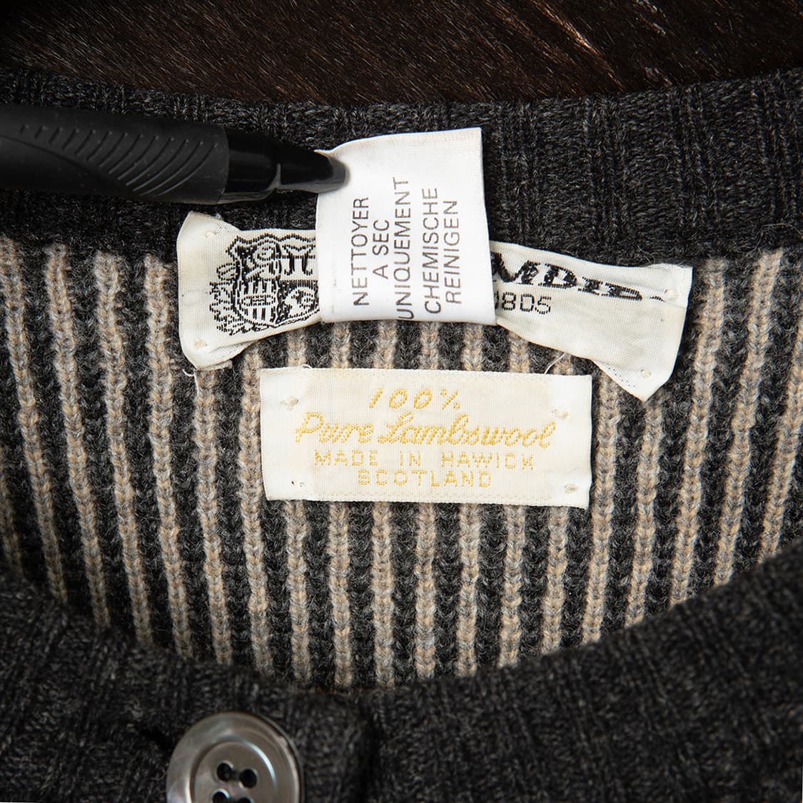 [100] 80s CROMBIE 퓨어 램스울 나바호 패턴 니트 가디건  상품이미지9