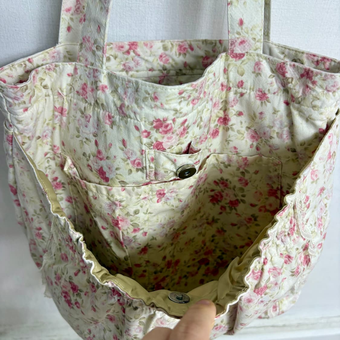 하구미 모리걸 핑크 잔꽃 플라워 토트백 상품이미지5