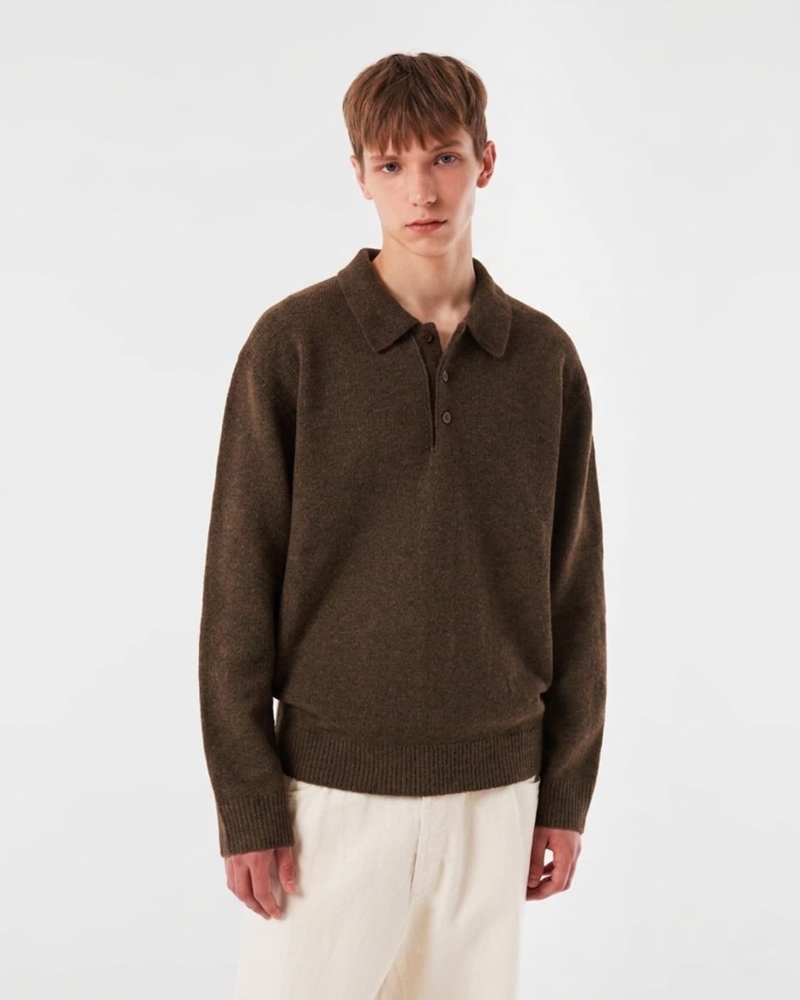 수아레 에어울 카라 니트 브라운 M 상품이미지2