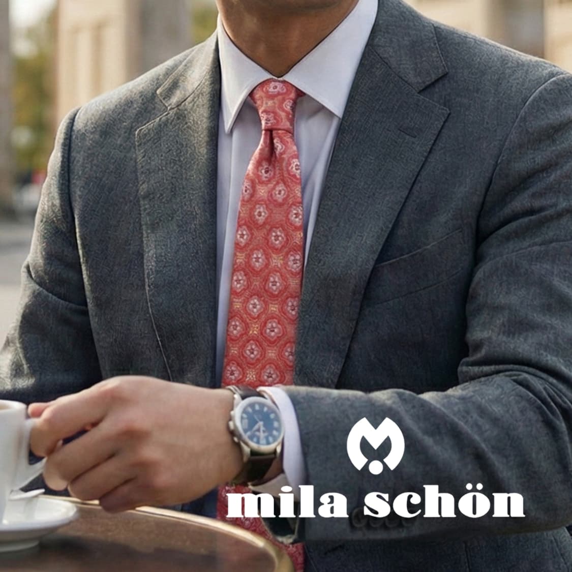 밀라 숀 실크 핑크 자카드 넥타이 9.2cm A+등급 k1767 상품이미지1