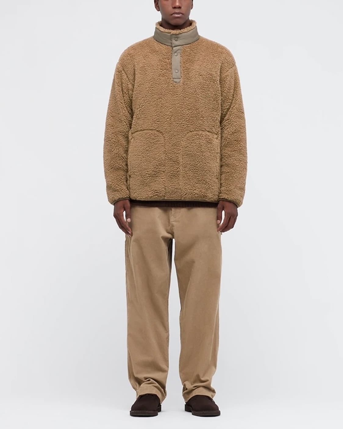 유니클로 화이트마운티니어링 콜라보 반집업 뽀글이 양털 후리스 플리스 카멜 상품이미지3