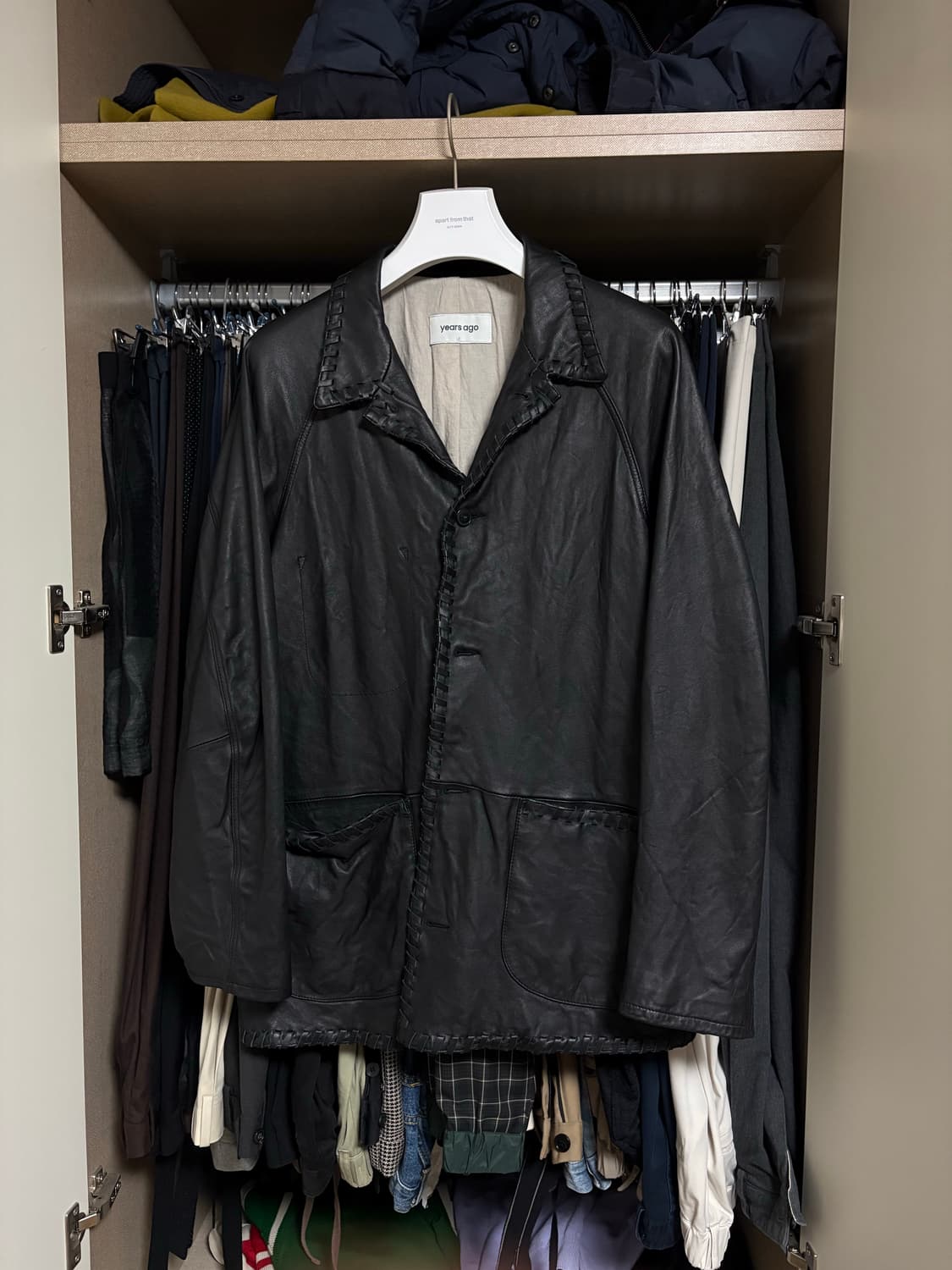 이얼즈어고 스티치 워시드 레더 자켓 상품이미지1