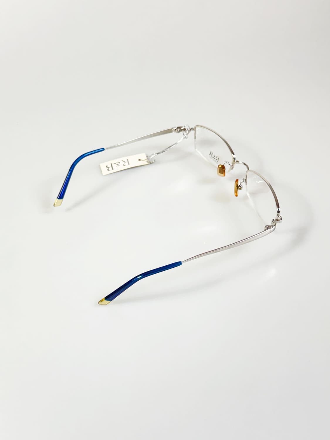 R&B EYEWEAR 실버 반무테 스퀘어 메탈 빈티지 안경 상품이미지4