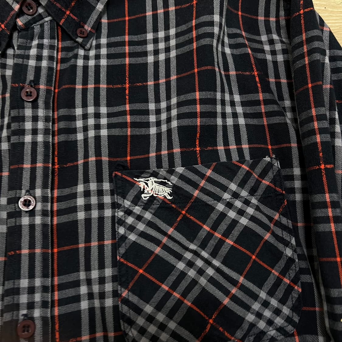 버버리 기마로고 긴팔 체크셔츠 [네이비] M/95 상품이미지4