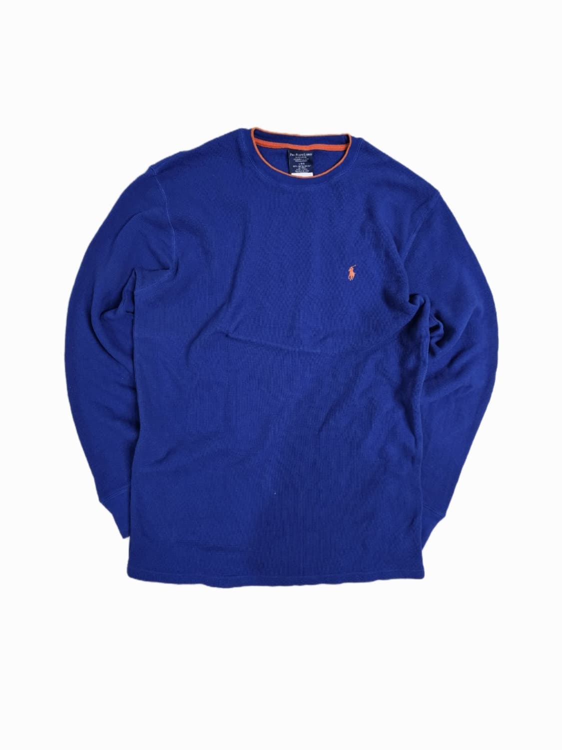[L] 폴로 랄프로렌 블루 코튼 와플 긴팔 크루넥 티셔츠 상품이미지1