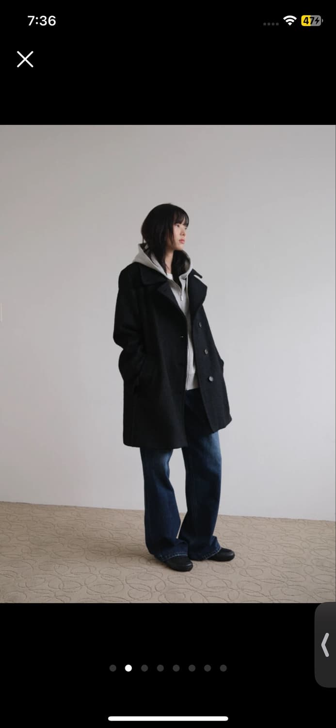 더버터크림 클래식 울 하프 코트 블랙 (정가 329,000원) 상품이미지2