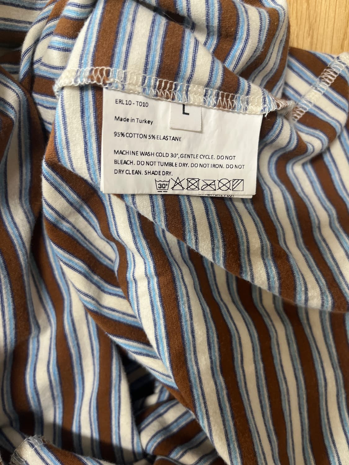 ERL 스트라이프 롱슬리브 브라운 L 상품이미지4