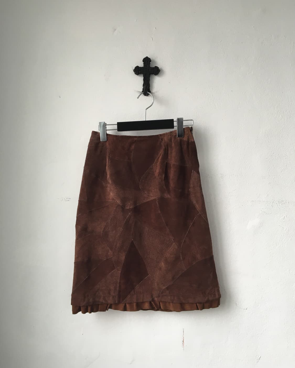 Suede patch work skirt 상품이미지1
