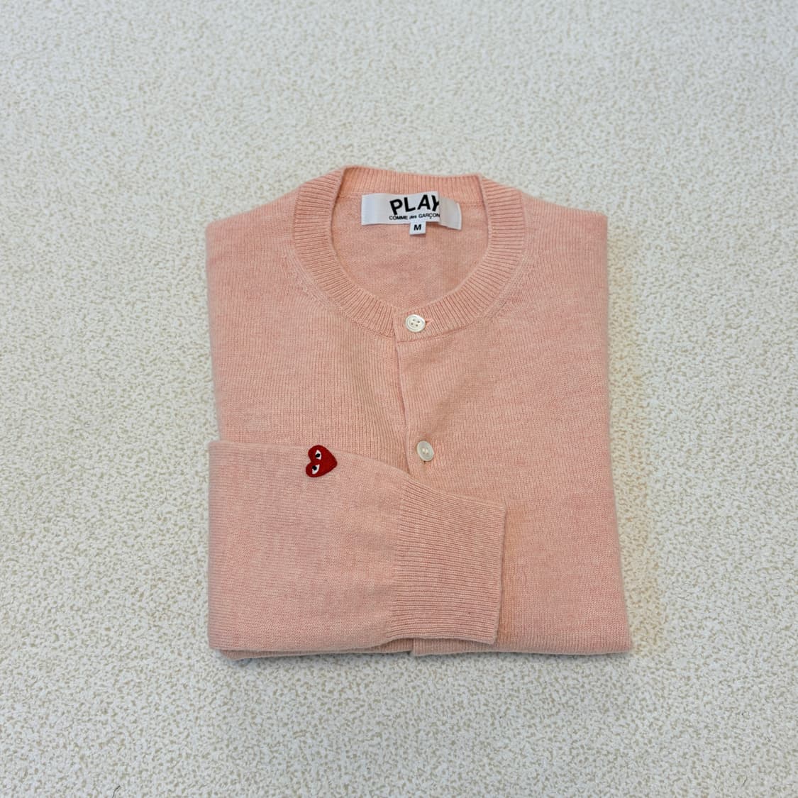 꼼데가르송 스몰하트 울 가디건 피치핑크 상품이미지1