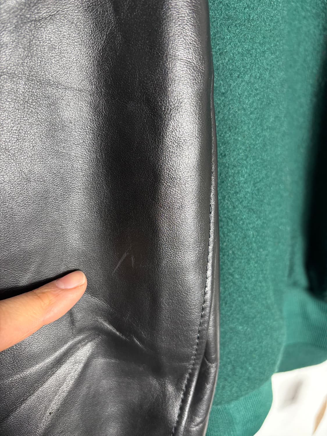 울 가죽 바시티 자켓 상품이미지9