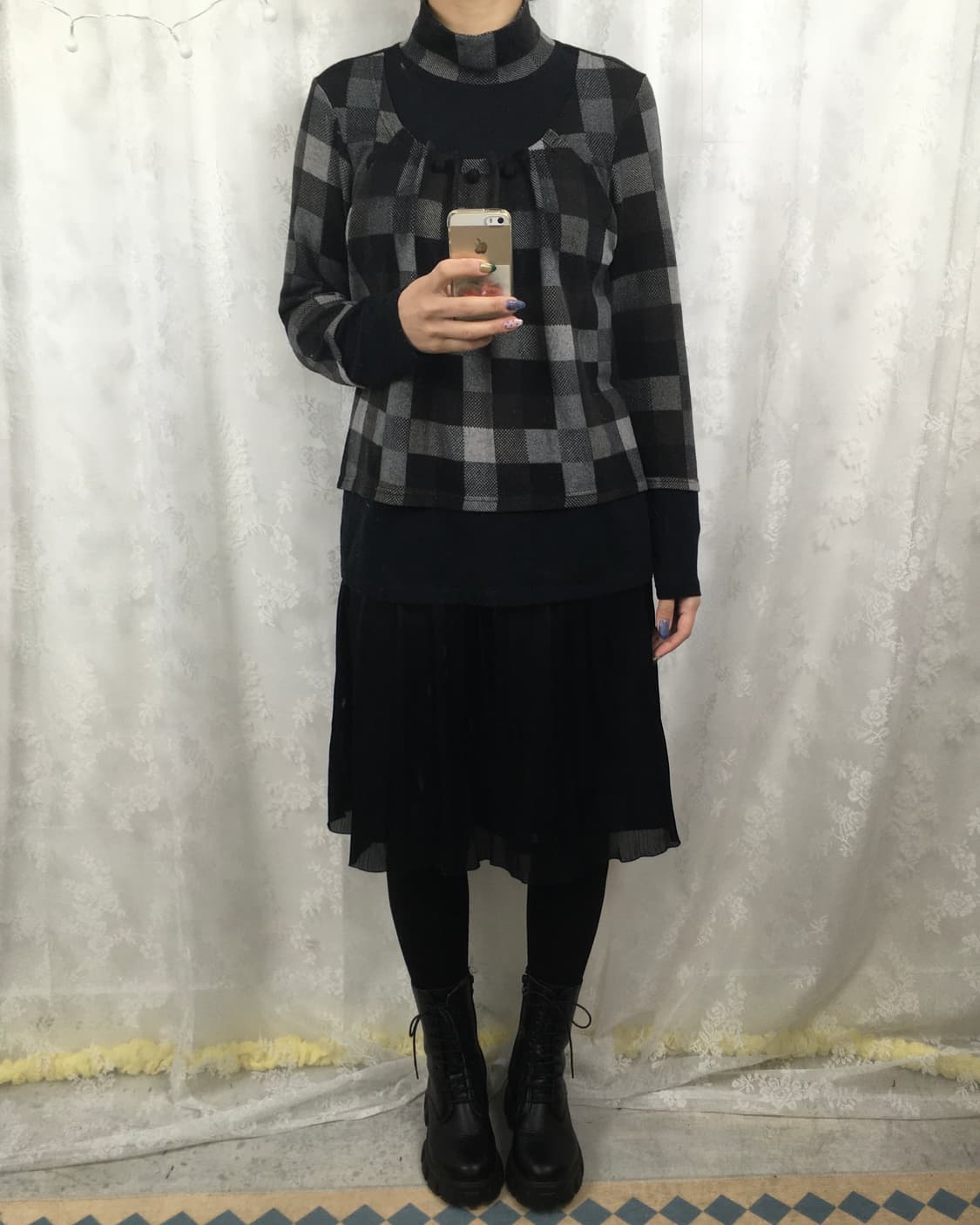 Check Layered Mockneck Top 상품이미지7