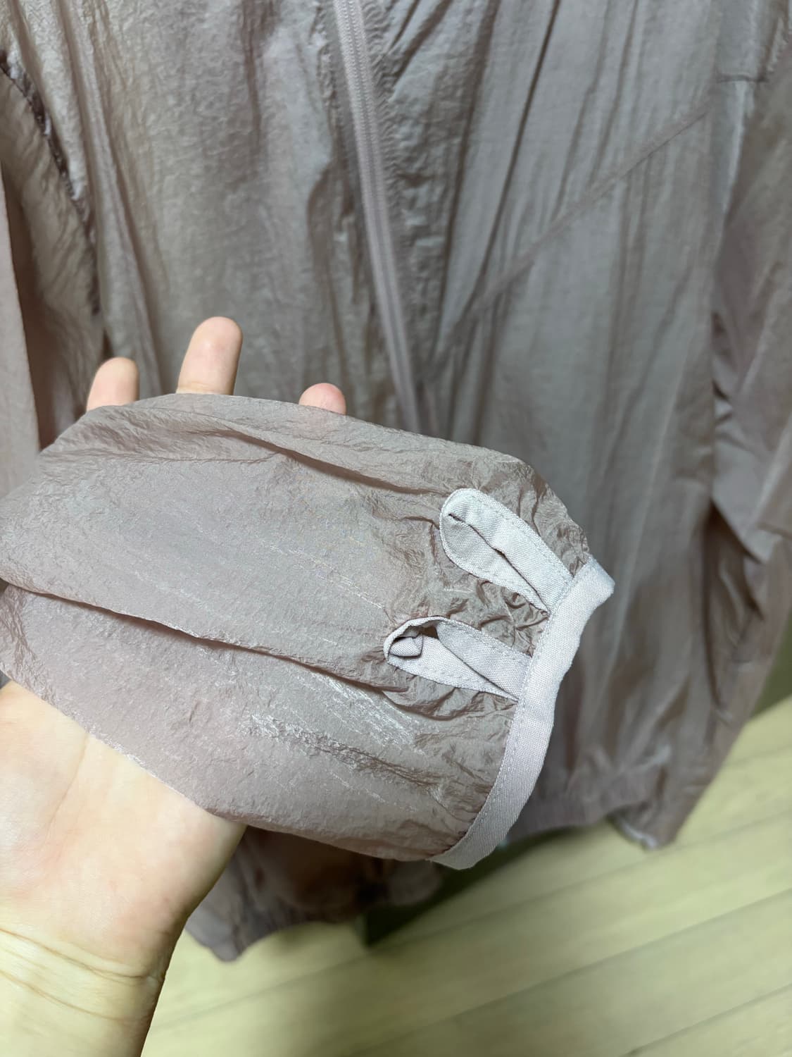 키이라 시스루 사선 바람막이 핑크 상품이미지5